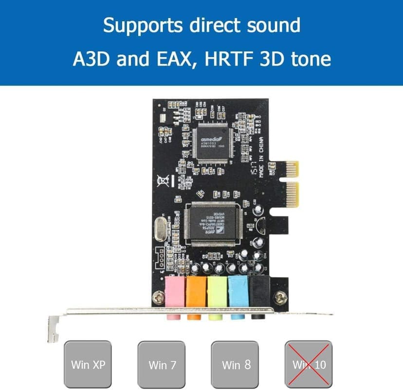 GODSHARK 5.1 Internal PCIe Sound Card for PC Windows 8 7 with Low Profile Bracket, 3D Stereo PCI-e Audio Card, CMI8738 Chip 32/64 Bit Sound Card PCI Express Adapter