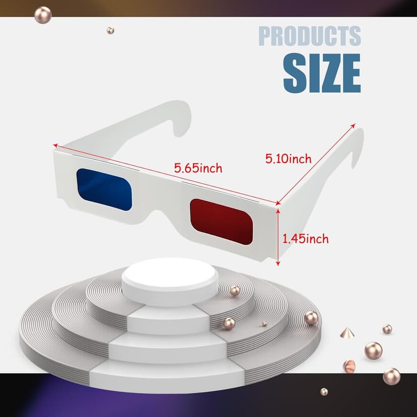 3D Paper Glasses for Movies and TV - Blue and Red Anaglyph Cardboard Glasses for Films