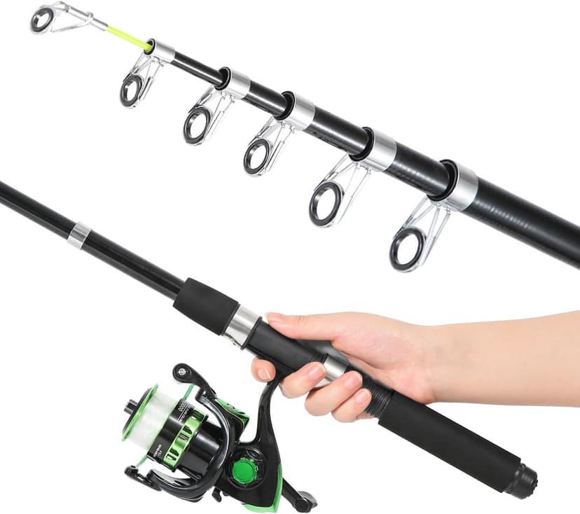 Tripquips Fishing Rod, 6.9ft Telescopic Fishing Rod and Reel Combo with Fishing Pliers and Lip Gripper Fishing Equipment, 5.2:1 Pre-Loaded Spinning Reel Combo Set Fishing Pole