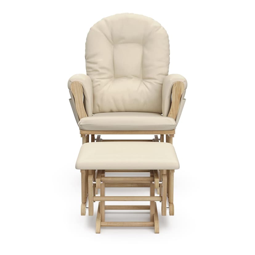 Storkcraft Premium Hoop Glider & Ottoman (Natural/Beige) — GREENGUARD Gold Certified Nursery Glider, Solid Wood Craftsmanship, Smooth-Gliding Nursery Chair and Ottoman, Award-Winning