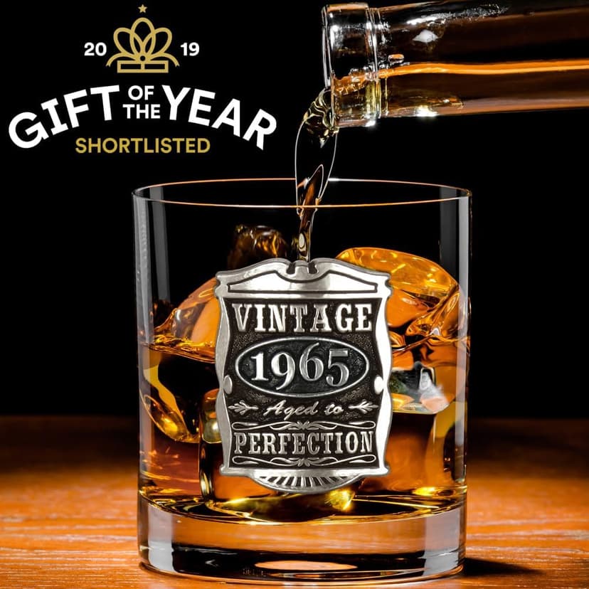English Pewter Company Vintage Years 1965 60th Birthday or Anniversary Old Fashioned Whisky Rocks Glass Tumbler - Unique Gift Idea For Men [VIN002]