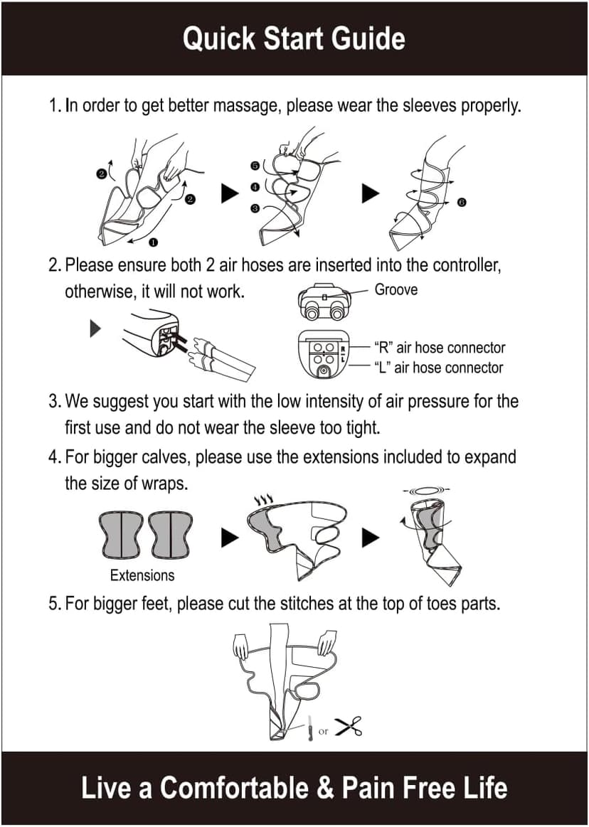 FIT KING Leg Massager for Circulation and Pain Relief, Air Compression Leg and Foot Massager to Relieve Pain Swelling Edema with 2 Size Extensions- Great Gift for Wife Mom and Friend