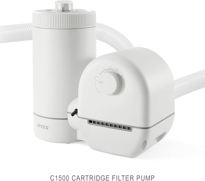INTEX C1500 Cartridge Filter Pump for AGP: 1500 GPH Pump Flow Rate - Cartridge Gauge Indicator - HydroAeration Technology - Includes Type A Filter Cartridge - Turnover Rate/System Flow 1180 GPH