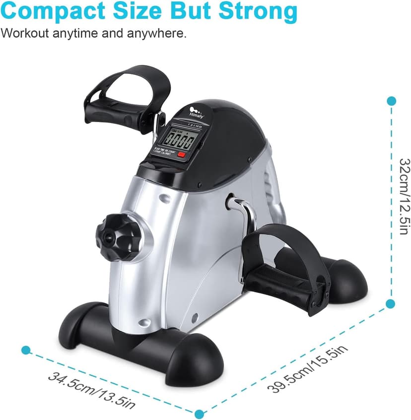 Mini Exercise Bike, himaly Under Desk Bike Pedal Exerciser Portable Foot Cycle Arm & Leg Peddler Machine with LCD Screen Displays