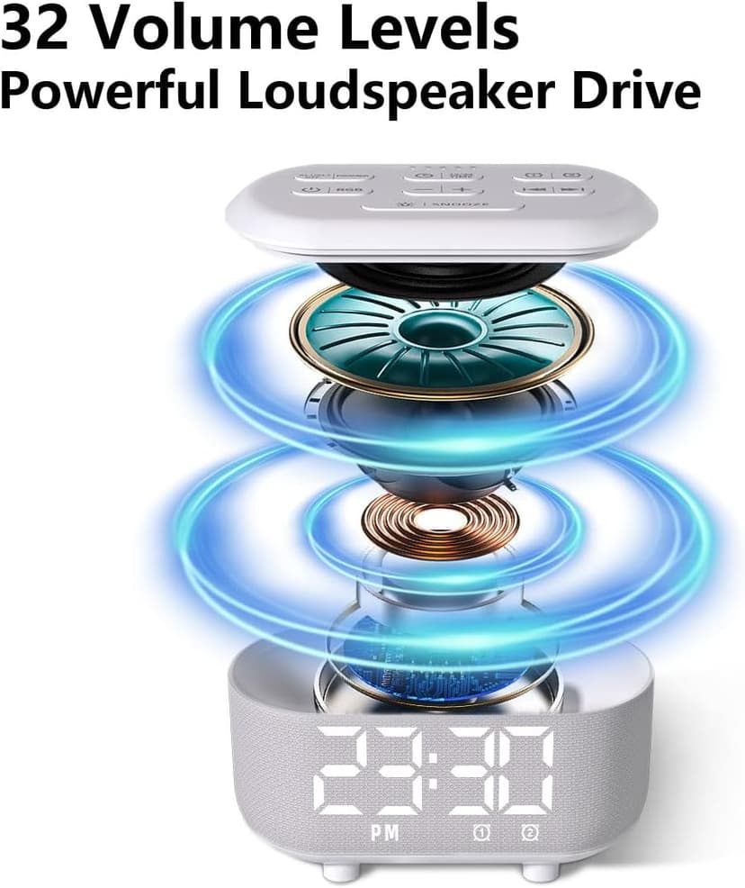 Small Digital Alarm Clock for Bedrooms Sound Machine with 30 Soothing Sound Plug in Bedside Clock with Night Light Noise Machine Battery Backup 15 Wake up Sound Clock for Teen Kid Heavy Sleeper Snooze