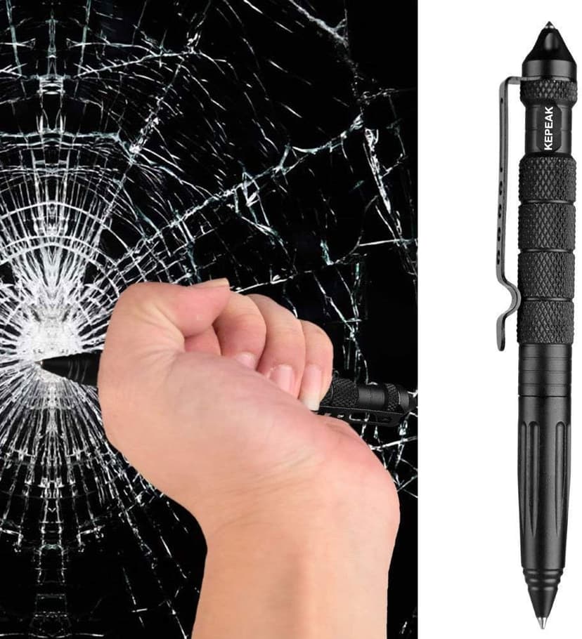 KEPEAK Military Tactical Pen, Professional Self Defense Pen, Emergency Glass Breaker Pen - Tungsten Steel, Writing EDC Survival Tool with 6 Refill