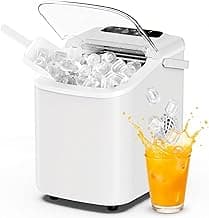 DUMOS Ice Maker Countertop, Ice Machine with Portable Handle, Basket and Scoop, 26lbs Daily, 9 Bullet Cubes in 6~8 Mins, Auto-Cleaning for Home, Kitchen, Office, Outdoors, RV Camping