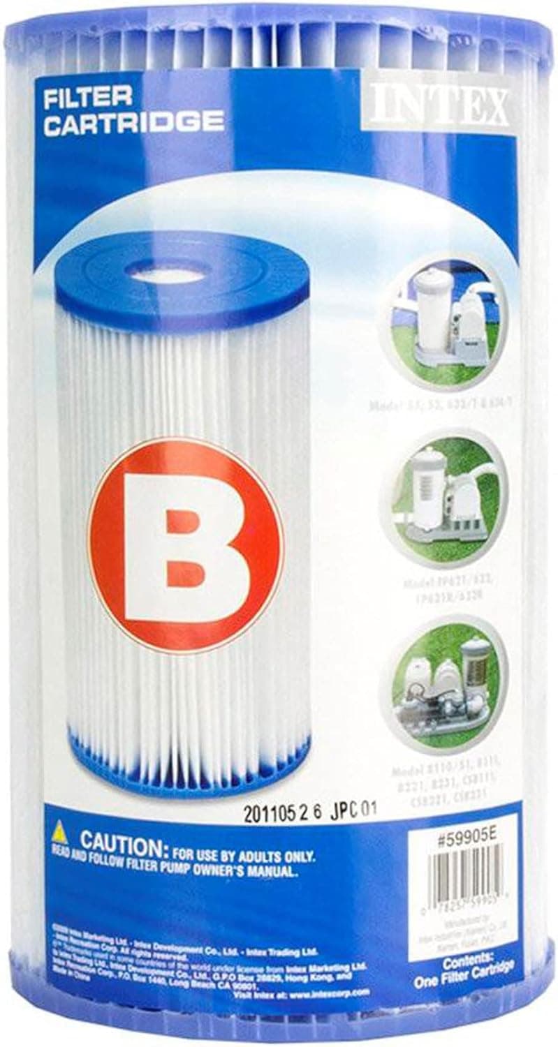 Intex 29005E Swimming Pool Type B Replacement Easy Clean Dacron Material Filter Pump Cartridge (6 Pack)