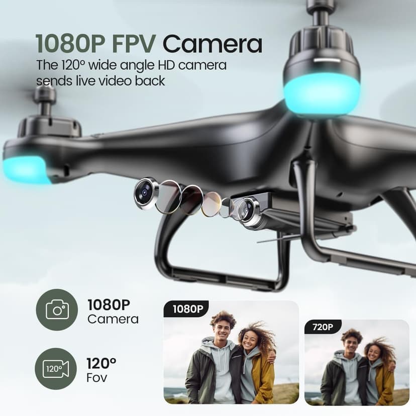 Holy Stone HS110D FPV RC Drone With 1080P HD Camera Live Video 120 Wide Angle WiFi Quadcopter With Gravity Sensor, Voice Control, Gesture Control, Altitude Hold, Headless Mode, 3D Flip RTF 2 Batteries