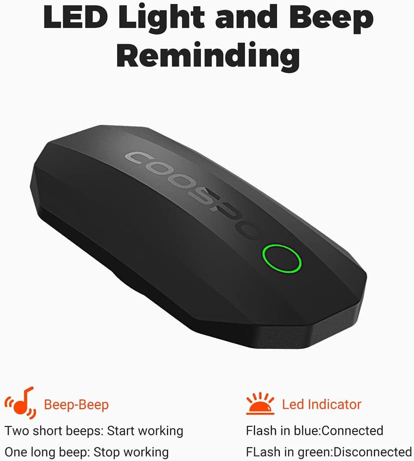 COOSPO Bluetooth Heart Rate Monitor Chest Strap H808S, ANT+ BLE HR Monitor Chest, HRM IP67 Waterproof, 300H Battery Life