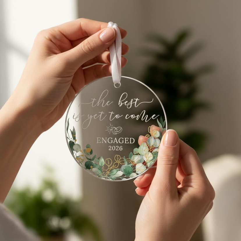 HEXMOZ Engagement Gifts for Couples - Engagement Gift for Newly Engaged Couples, Women, Fiance, Her - Bride to Be Gifts, First Christmas Just Engaged Acrylic Ornament 2025 - Party Decorations