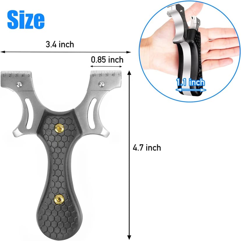 Slingshot, Stainless Steel Slingshots for Adults, Sling Shot for Hunting and Shooting Practice, Come with 3 pcs Flat Rubber Bands and a Storage Case