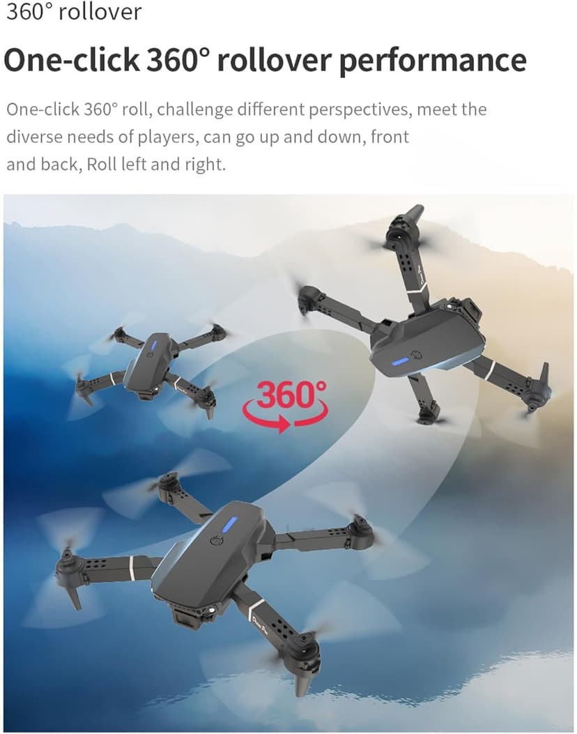 Drone with Camera 1080p HD, With High-Speed Rotation, Gesture Control, Headless Mode, One Click Take Off/Landing, 360 ° Flipping, Foldable Drone for Beginners