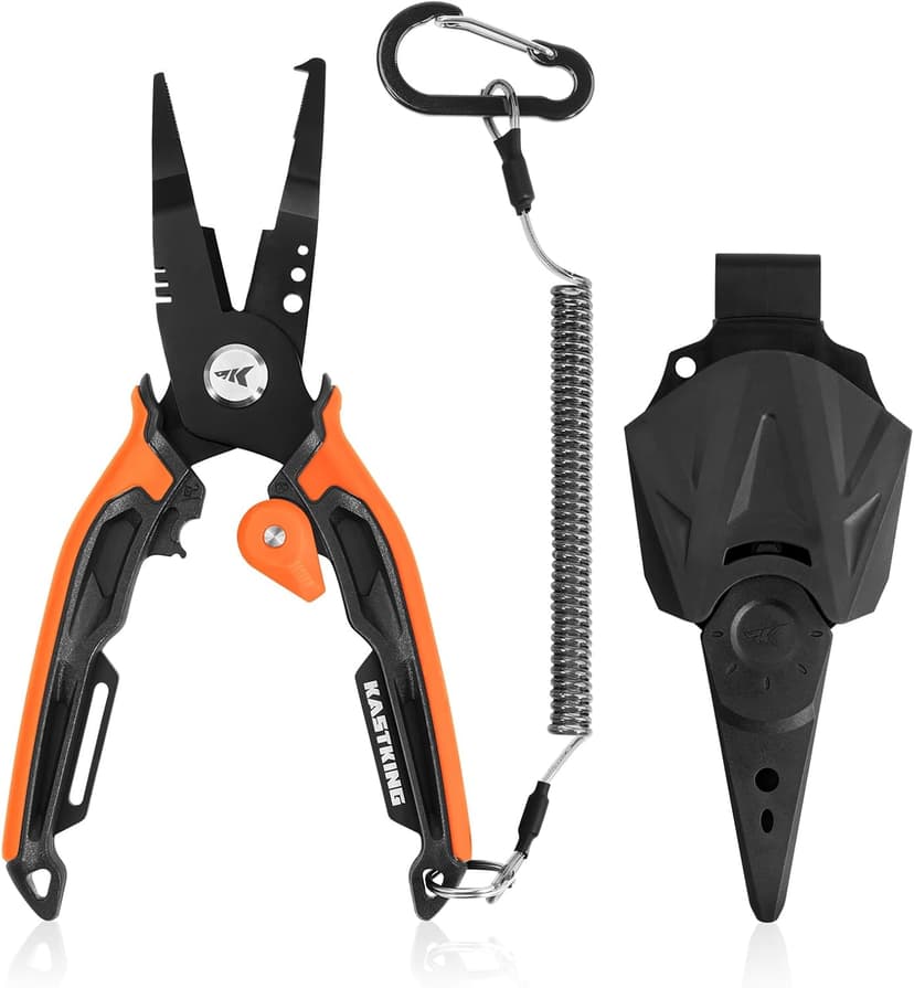 KastKing AeroVice 7.5” Fishing Pliers, 420 Stainless Steel, Uni-Body Construction, Lightweight & Corrosion-Resistant, Multi-Function Jaws, Braid Cutters, Sheath, Lanyard & Carabiner