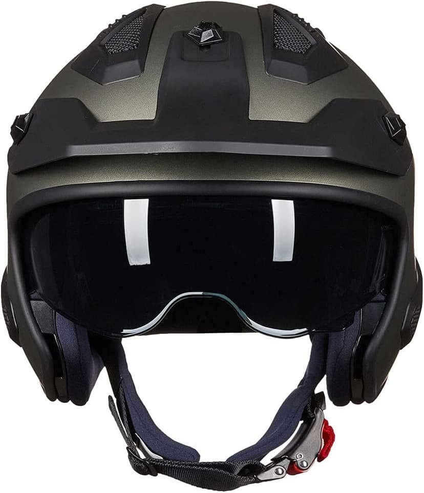 ILM Open Face Motorcycle 3/4 Half Helmet for Dirt Bike Moped ATV UTV Motocross Cruiser Scooter DOT Model 726X (Midnight Green,XL)