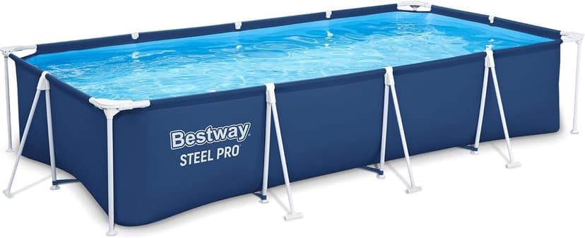 Bestway Steel Pro 13 Foot x 32 Inch Rectangular Above Ground Outdoor Pool Steel Framed Vinyl Swimming Pool with 1,506 Gallon Water Capacity, Blue