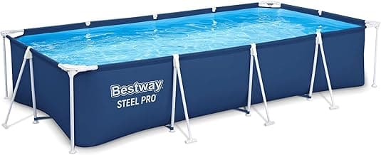 Bestway Steel Pro 13 Foot x 32 Inch Rectangular Above Ground Outdoor Pool Steel Framed Vinyl Swimming Pool with 1,506 Gallon Water Capacity, Blue