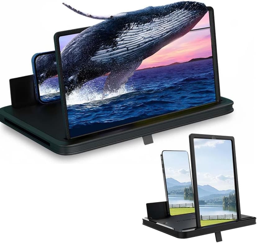 Mobile Phone Magnifier Screen, 2026 New 3D HD Magnifying Projector Screen Enlarger for Movies, Videos and Gaming, Portable 3D Magnifying Screen for Elderly (Black, 10 Inch)