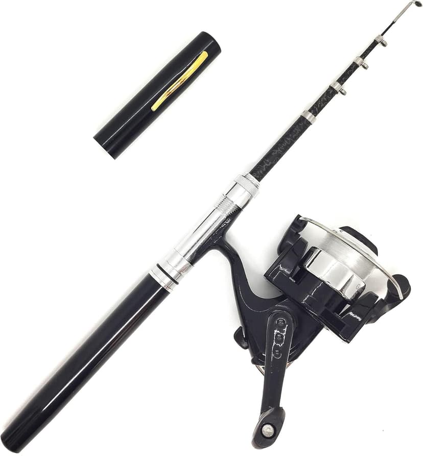 Portable Small Pen Fishing Rod Spinning Reel Combos, 38" 55" Compact Telescopic Fish Pole Kits for All Season Fishing in Rivers, Lakes, Ice, etc.