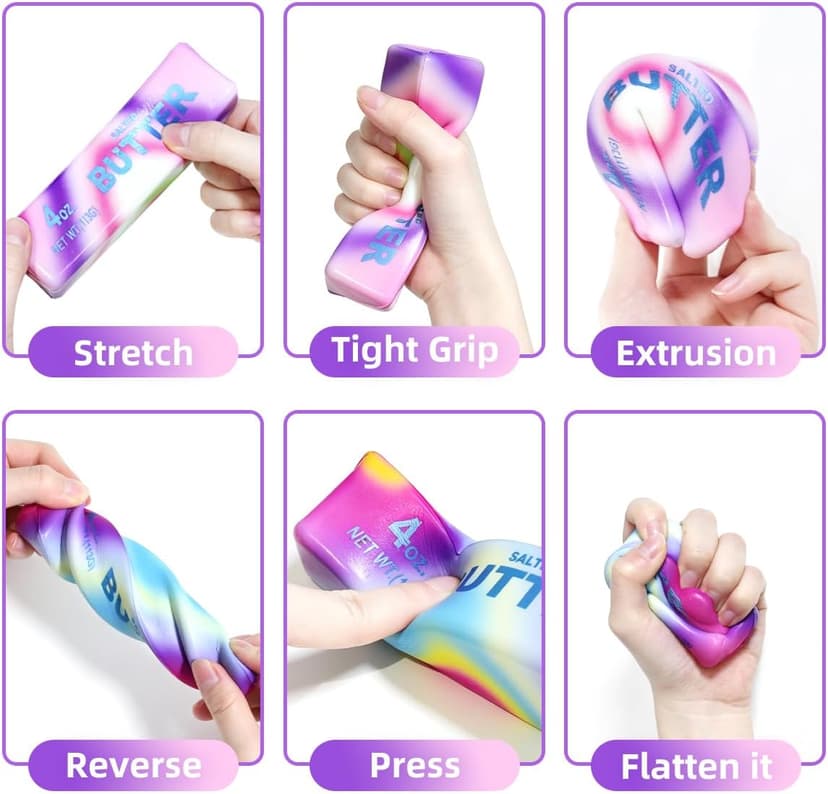 2 Pcs Rainbow Butter Squishy Stick , Super Soft Slow Rising Fidget Squeeze Toy, Colorful Sensory Stress Relief Desk Toy for Home, Office, Travel, Novelty Anxiety Relief Toy for Kids & Adults B0GYRGW65Q