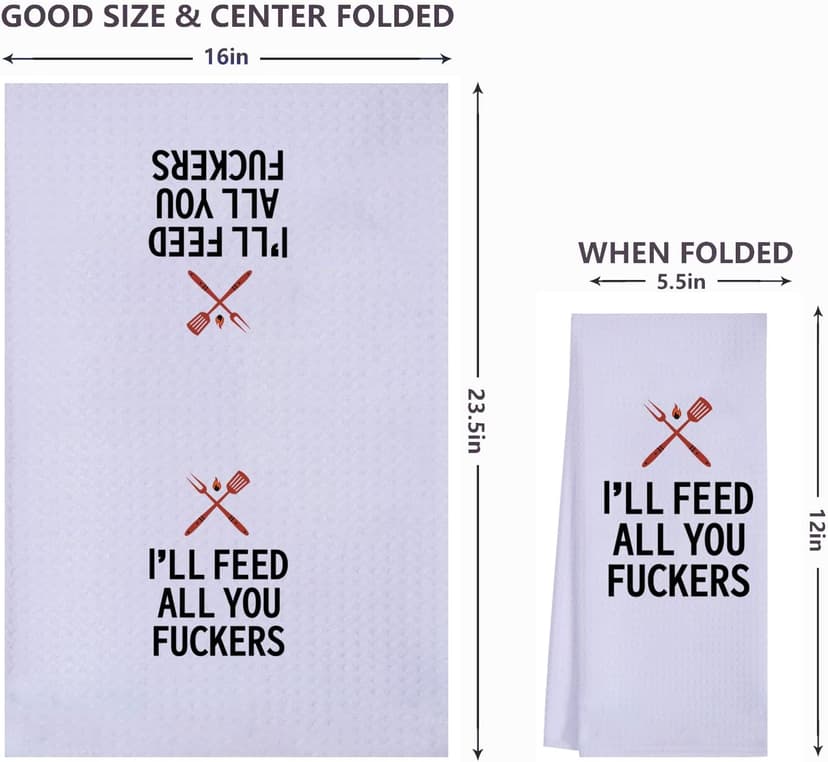 LXOMILL Funny Kitchen Towels for Men, Women, BBQ Grilling Cooking Dish Towels, Funny Birthday Gifts for Husband, Dad, Boyfriend, Friend, Hilarious Gag Gift for Chefs