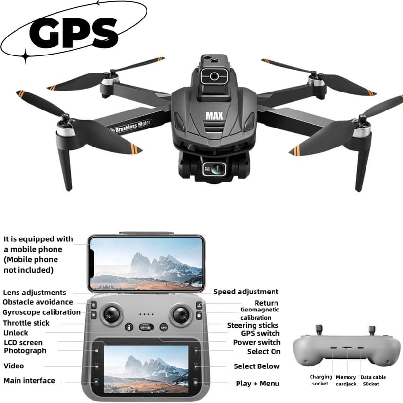 GPS Drone with 4K Camera, 4.5" LCD Display Screen Controller- 3,280ft RC Range, Auto return, Follow Me, Go Home, Gesture Control, One Key Takeoff/Landing, Altitude Hold,led Light ，Professional Quadcopter for Aerial Photography Control and Video Recording, Sports Racing Car Appearance, Adult Beginner-Friendly FPV RC Quadcopter For Kids 8-12