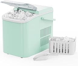NEWBULIG Ice Makers Countertop with Handle, Portable Ice Machine, 9 Bullet Ice Cubes in 6 Mins, 26lbs in 24Hrs, Auto-Cleaning, with Basket and Scoop, for Home, Kitchen, RV, Camping,Green