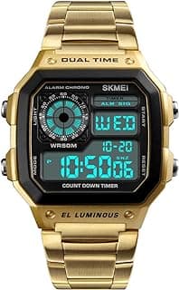 FANMIS Men's Luxury Digital Quartz Waterproof Wrist Watches Dual Time Countdown Alarm Stopwatch Backlight Multi-Function Watch