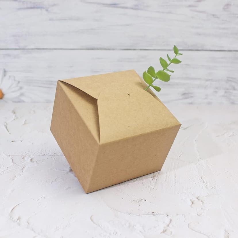 Empty Paper Boxes for Cookies, Candy, Chocolate, Craft, Candle, Gift Giving, Birthday, Parties, Holiday, 4.75 X 4.75 X 3.53 WEWILUCK Brown Box for Presents, 10 Pack Small Kraft Gift Boxes with Ribbon B09M3L1L2J