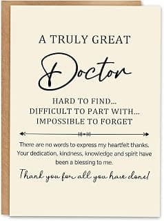 Doctor Thank You Card, Doctor Appreciation Card, Thank You Gift for Doctor with Kraft Envelope and Gold Seal Sticker B0GKYR628V