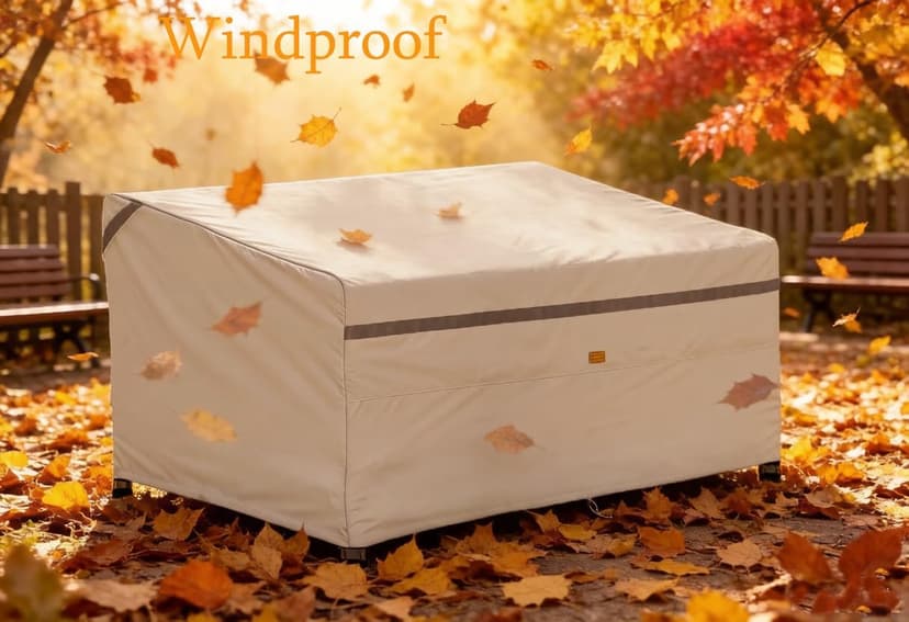 600D Heavy Duty Waterproof Outdoor Patio Loveseat Sofa Cover UV Resistant Patio Furniture Covers 2 Seater 52" W X 32" D X 30" H Beige
