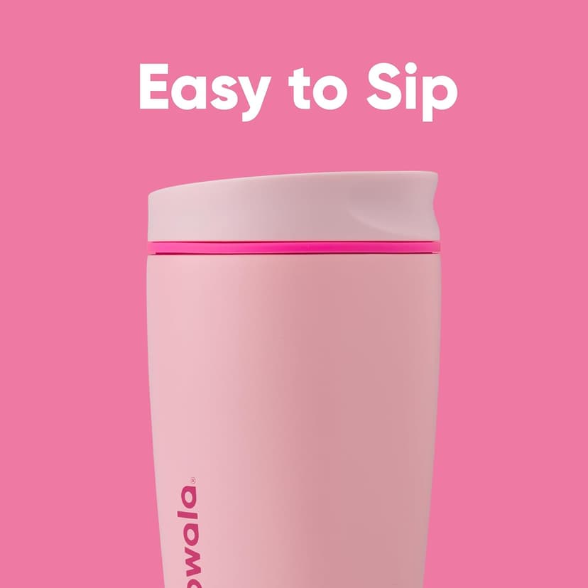 Owala SmoothSip Slider Insulated Stainless Steel Coffee Tumbler, Reusable Iced Coffee Cup, Hot Coffee Travel Mug, BPA Free 12 oz, Pink (Pucker Up) B0DF44GN8Y