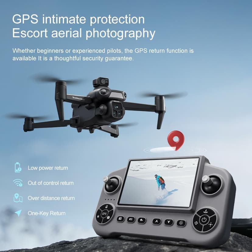 V918 GPS Drone with 8K Camera for Adults, RC Drones with 5 inch HD Screen, 60 Mins Flight Time, 3KM Long Control Range, 360° Obstacle Avoidance, Headless Mode, Auto Return, Circle Fly and Follow Me, Lightweight and Foldable Quadcopter for Beginner Gifts Toy, Under 249g