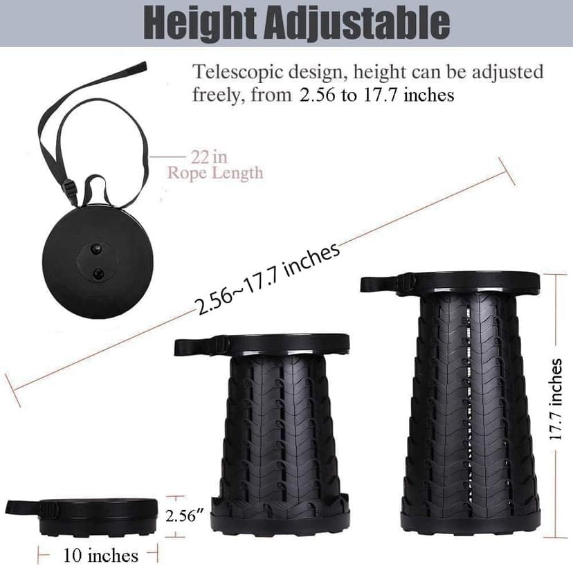Fishboy Upgraded Collapsible Stool, 400lbs Max Weight, Lightweight But Sturdy, Portable Retractable Folding Telescoping Foldable Camping Stool for Adults Outdoor Fishing Hiking BBQ
