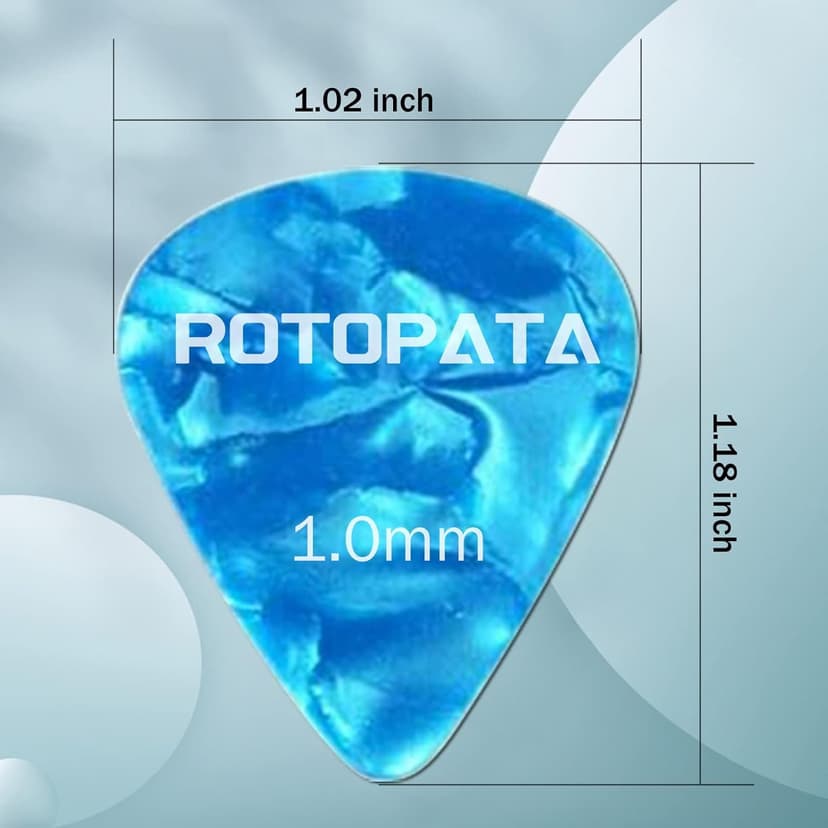 ROTOPATA Guitar Picks with Organizer Storage Box, 0.5 0.75 1.0 mm Thin Medium Heavy Plectrums, Colorful Celluloid Guitar Accessories for Bass Electric Acoustic Guitars Ukulele, 15 Pack