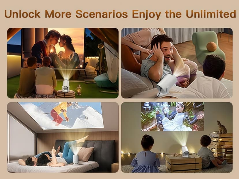 [Built-in Apps & 2026 Upgraded] Mini Projector with Wi-Fi 6 & Bluetooth 5.4, 1080P 4K Support Full HD, Auto Keystone 360° Portable Home Cinema Smart Projector for iOS/Android X1 B0F9XTQKW1