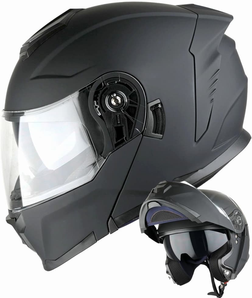 1Storm Motorcycle Street Bike Modular/Flip up Dual Visor Sun Shield Full Face Helmet HJK920