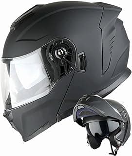 1Storm Motorcycle Street Bike Modular/Flip up Dual Visor Sun Shield Full Face Helmet HJK920