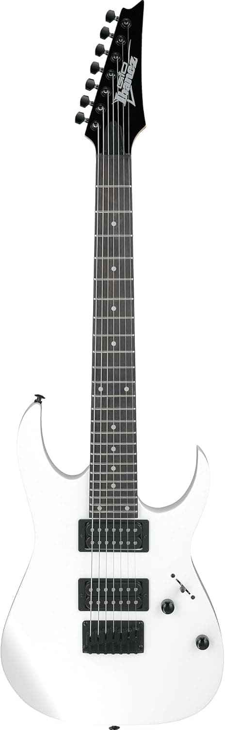 Ibanez GRG7221 RG Gio 7-String Electric Guitar - White Bundle with Amp, Gig Bag, Tuner, Instrument Cable, Picks, Austin Bazaar Instructional DVD, and Polishing Cloth