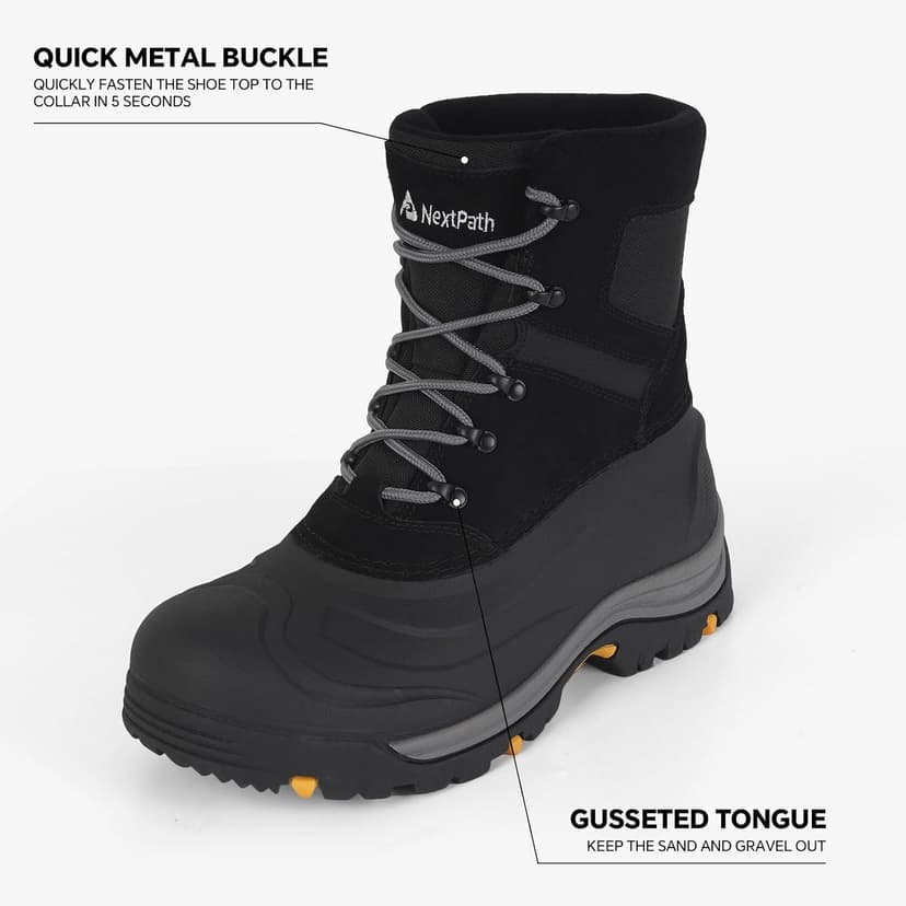 Nextpath Men's Snow Boots Winter Boots For Men Waterproof Insulated Winter Work Boots For Men 8 Inch Snow Hiking Boots