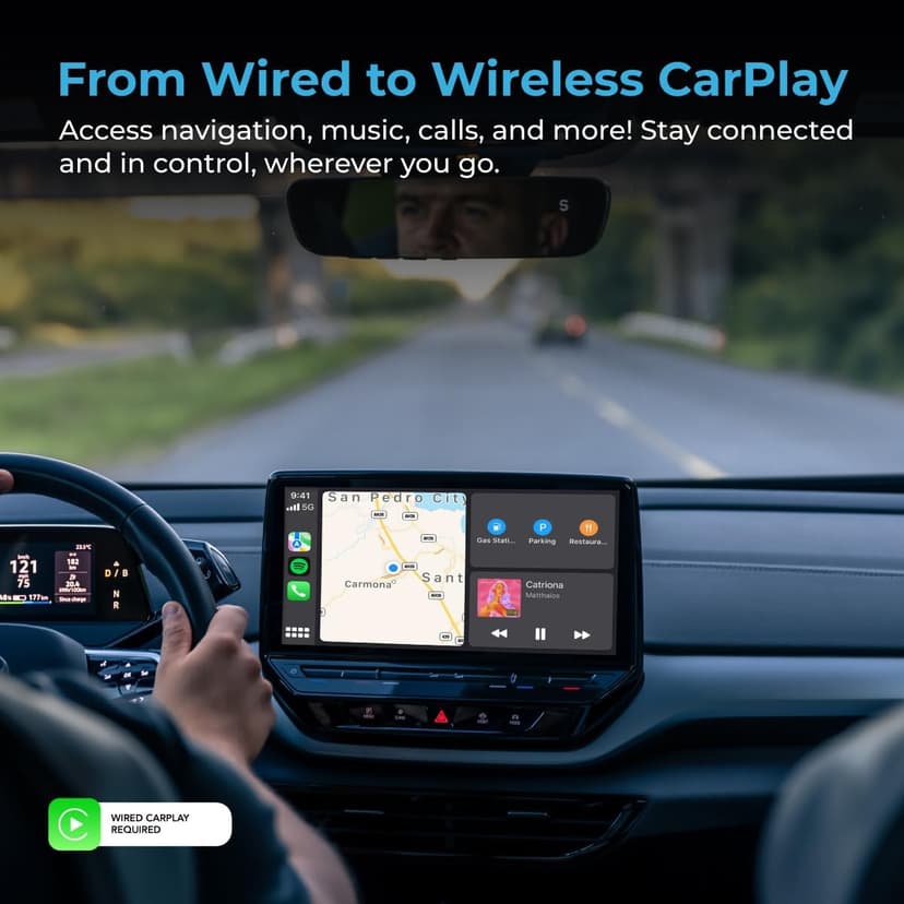 CarPlay TV Adapter - Convert Any Wired CarPlay to Wireless CarPlay - Plug in a TV Stick to Stream Netflix, YouTube, and More Right from Your car’s infotainment Screen