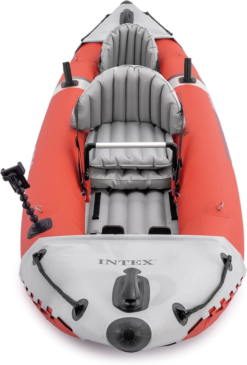 Intex 68309EP Excursion Pro K2 Inflatable Kayak Set: Includes Deluxe 86in Kayak Paddles and High-Output Pump – SuperTough PVC – Adjustable Bucket Seat – 2-Person – 400lb Weight Capacity