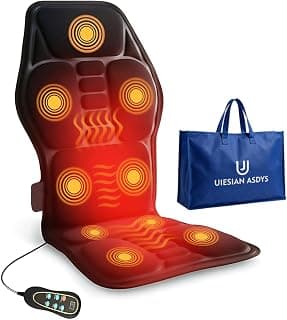 Vibration Back Massager with Heat, Seat Massager with 9 Vibrating Motors & 5 Modes, Chair Massager Cushion, Massage Pad for Chair, Office, Gifts for Mom
