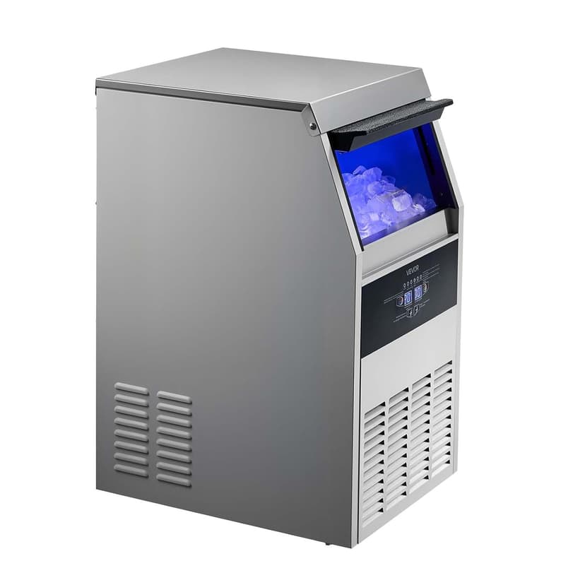 VEVOR Commercial Ice Maker Machine, 130 lbs/24h with 30 lbs Storage Capacity, Built-in/Freestanding/Under Counter, Stainless Steel Ice Maker with LED Display & Self-Cleaning, for Home Bar Restaurant