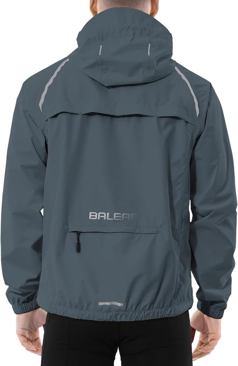 baleaf Men's Rain Jacket Waterproof Windbreaker Raincoat Running Cycling Hiking Gear Hood Lightweight Reflective Packable