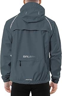 baleaf Men's Rain Jacket Waterproof Windbreaker Raincoat Running Cycling Hiking Gear Hood Lightweight Reflective Packable