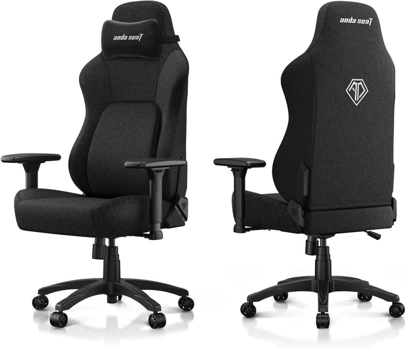 Anda Seat Phantom 4 Black Fabric Gaming Chairs for Adults - Large Wide Seat Gamer Chair with Dynamic Lumbar Support, Comfortable Ergonomic Video Game Seats with Headrest - 2D Armrests