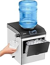 COSTWAY 2 in 1 Countertop Ice Maker Built-in Water Dispenser, 48LBS per Day, S/M/L Size Ice Cube, 5LBS Ice Storage Basket, Fast 6 Mins, Stainless Steel Ice Machine with Extendable Chilled Water Spout