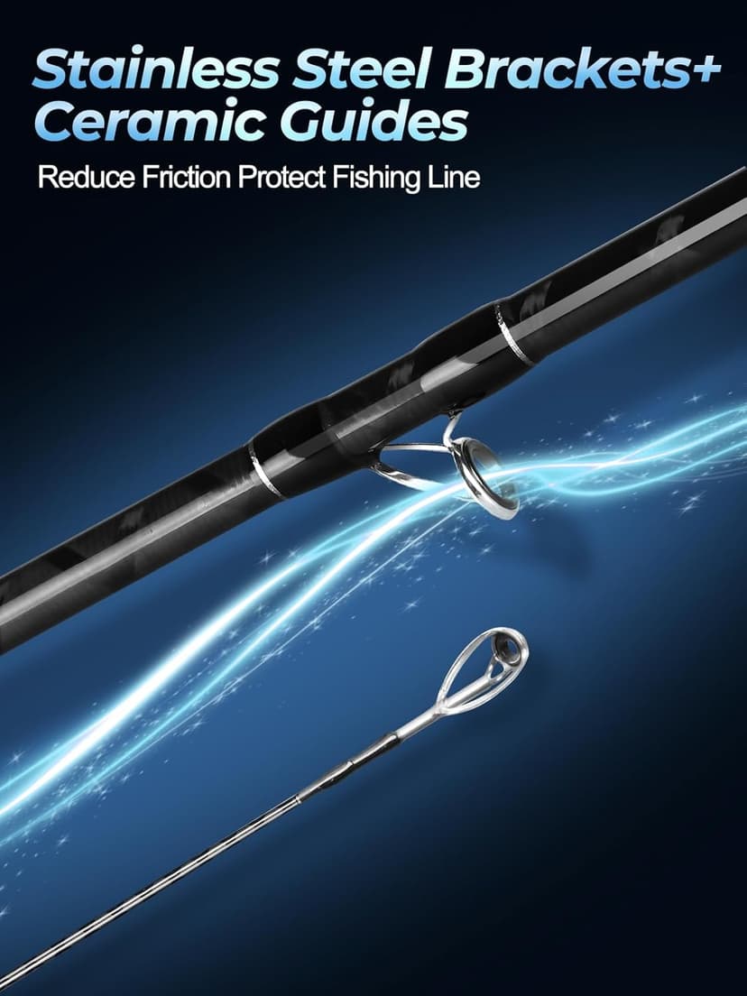 Jenseits 2Piece Carbon Fiber Spinning & Casting Fishing Rod, Ultra-Sensitive Lightweight, Stainless Steel Ceramic Guides, Cork & EVA Handle, Fast & Extra Fast Action, Bass Trout Freshwater Fishing Rod