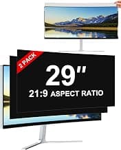 [2-Pack] Privacy Screen For Computer Monitor, 29-Inch 21:9 Aspect Ratio; Anti Spy/Bule Light/Glare And Eye Protection, 2 Install Ways Removable For Office, Airport, Cafe And Other Public Area; Diagonal 29 Inches, Width 26.66 Inches, Height 11.42 Inches